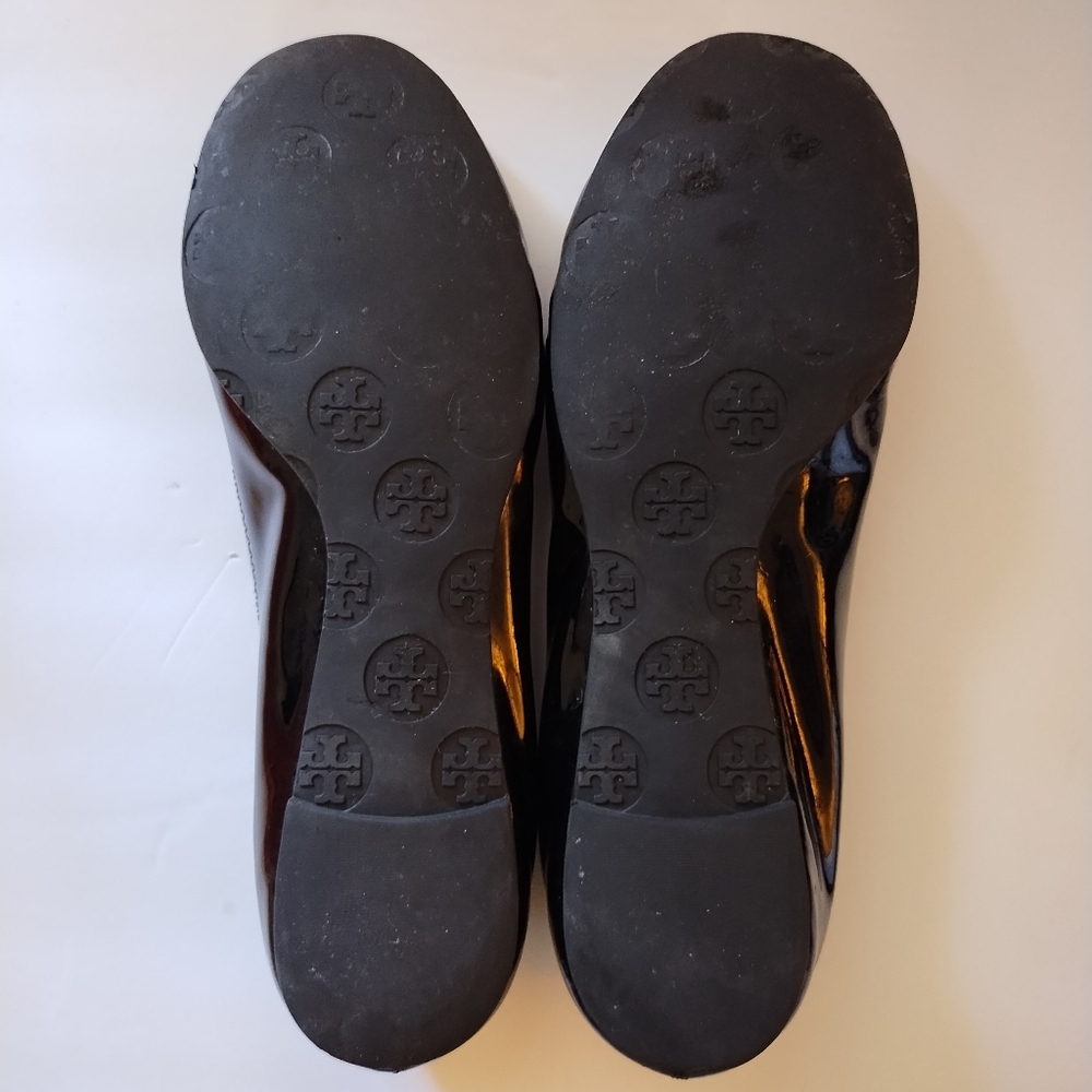 Tory Burch Reva Ballet Slip-On Flats Black Contrast Patent Leather Size 8 - Picture 6 of 16